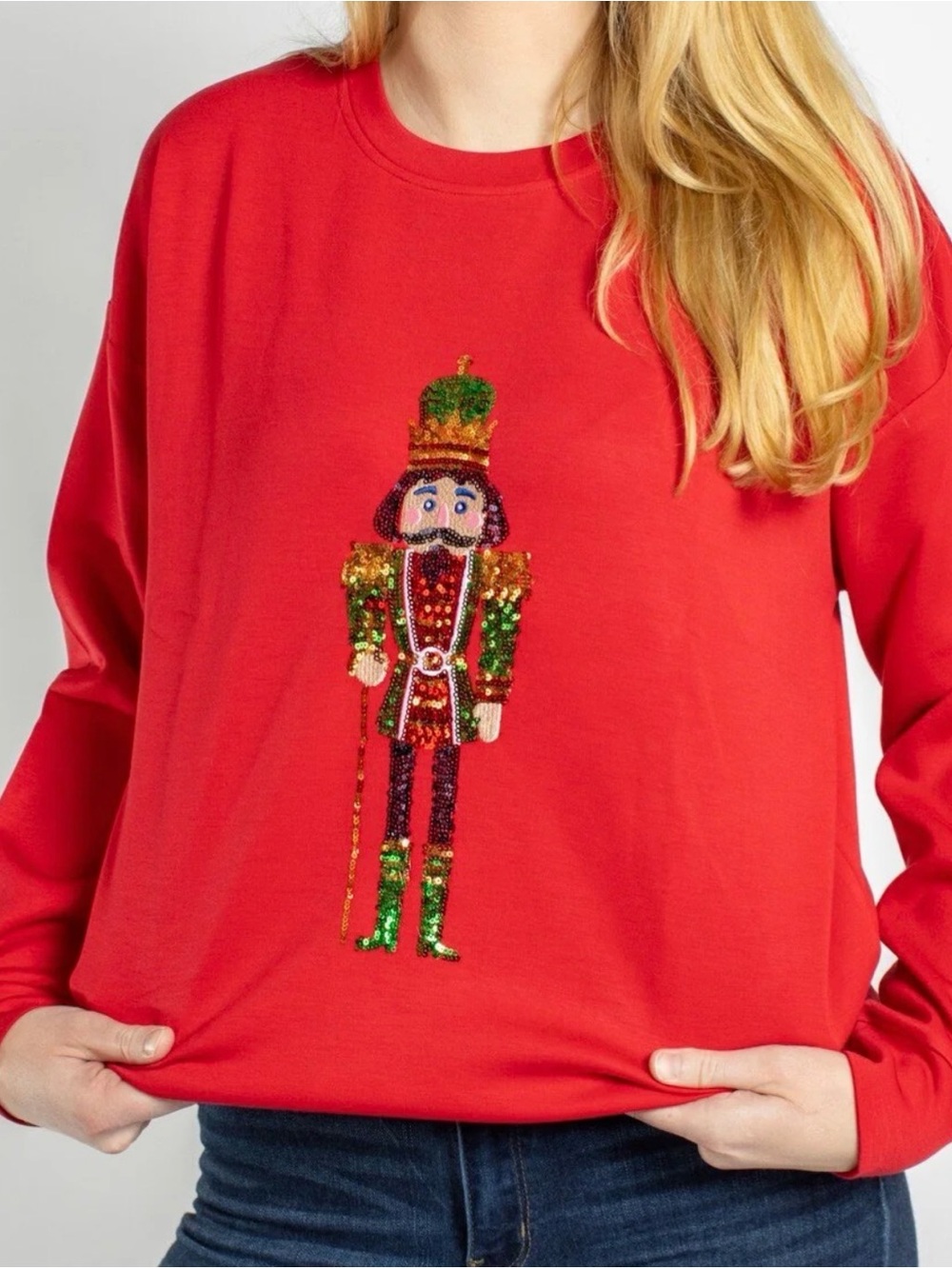 Red Sequin Nutcracker Sweatshirt